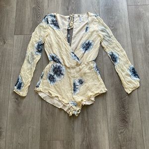 WINSTON WHITE BEIGE FLORAL SHORT ROMPER MEDIUM NEW